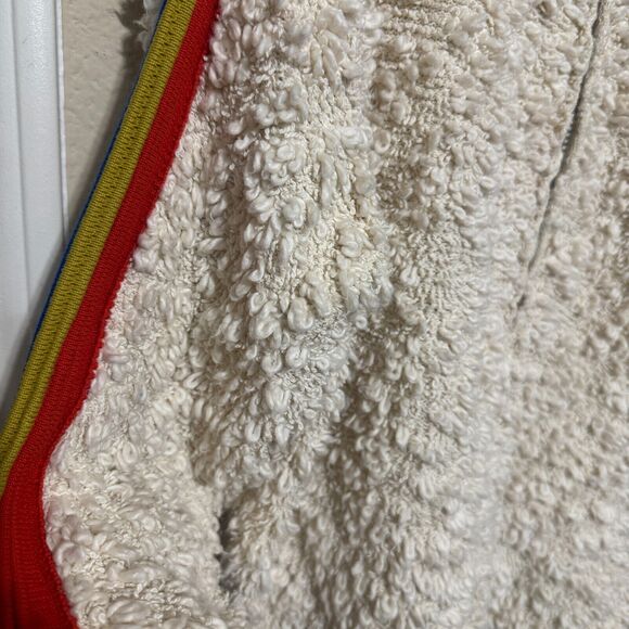 Free People Marshmallow Stripe Sweater S Cream Deep Pile Rainbow Sleeve furry - Picture 5 of 8